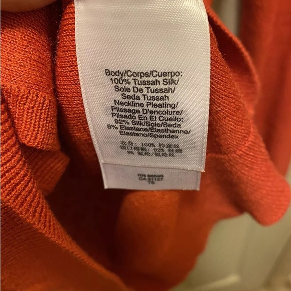 Women's DKNY Turkish Silk Burnt Orange Ruffled Cardigan Sz M EUC!! - Picture 3 of 14